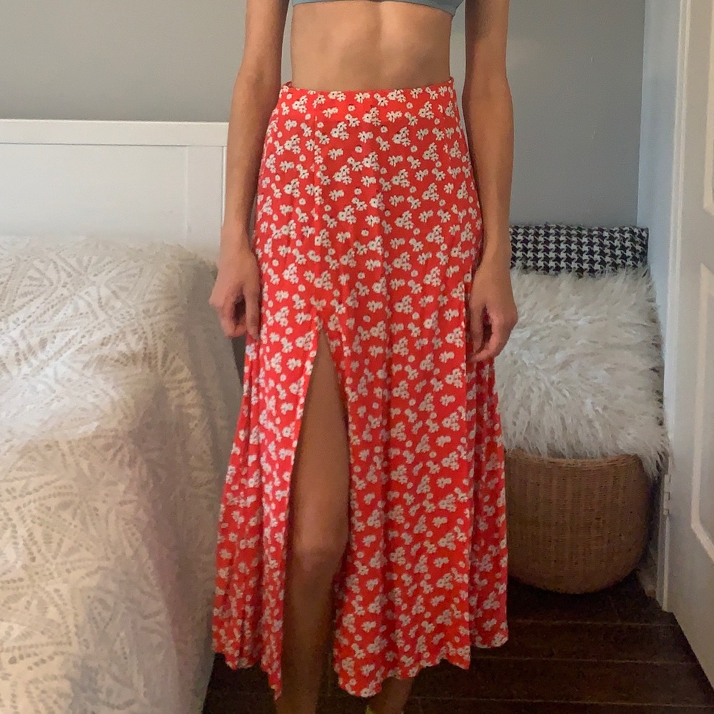 Zara floral printed midi skirt
